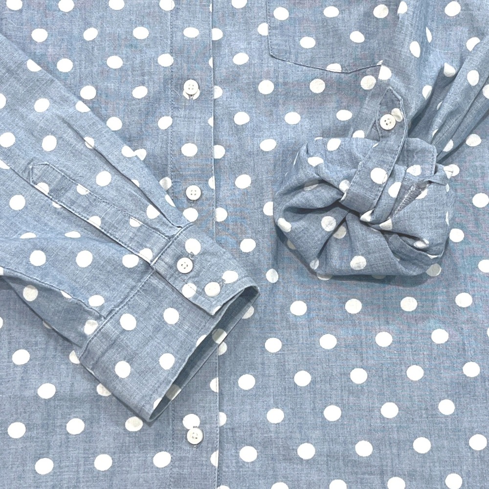 Tommy Hilfiger Button Up Shirt Womens XL Blue Cotton Polka Dot Chambray Roll Tab - Picture 5 of 9